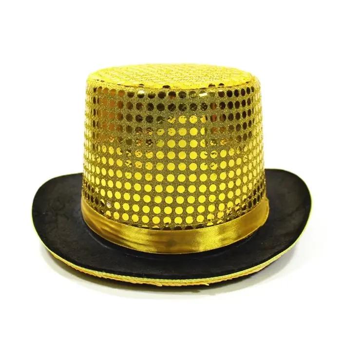Chapeau de scène rétro à paillettes pour magicien