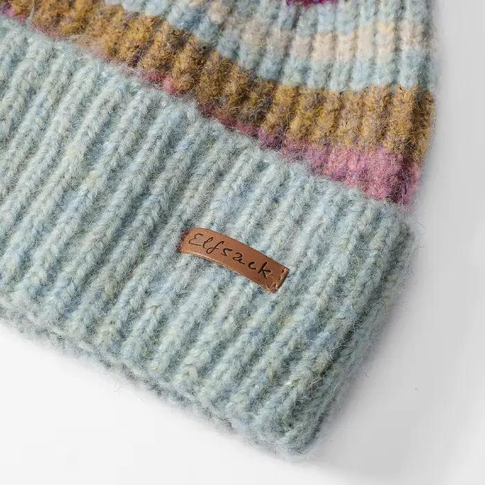 ELFSACK Bonnet en tricot chaud à rayures arc-en-ciel pour femme