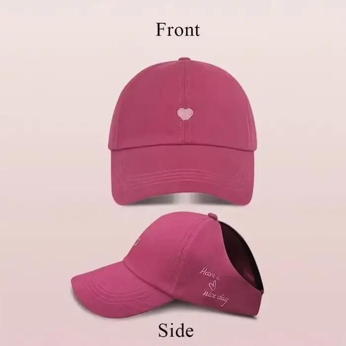 Casquette de baseball brodée en forme de cœur pour filles