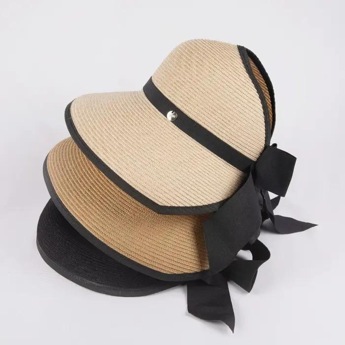 Chapeau de soleil pour femme à visière large en paille