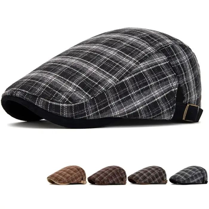 Béret plaid coton polyester réglable pour hommes femmes style rétro chic et décontracté pour toutes les occasions automne hiver