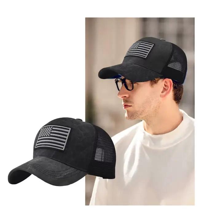 Casquette Snapback Drapeau USA Réglable en Maille Respirante