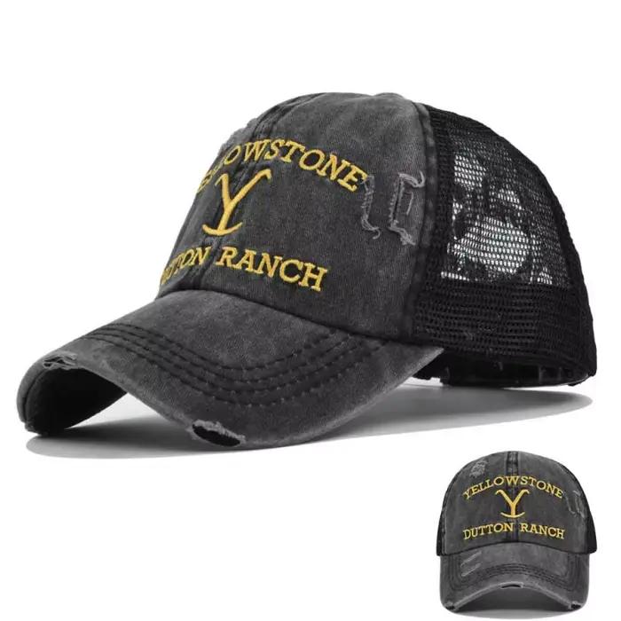 Été Yellowstone Dutton Ranch chapeau croix queue de cheval casquette de Baseball en détresse en plein air broderie