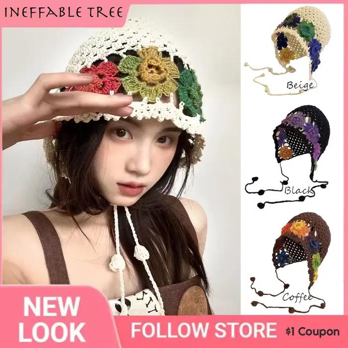 Bonnets en tricot amissié au crochet faits à la main pour femmes