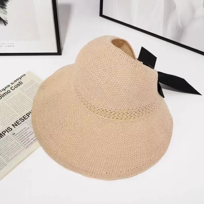 Chapeaux pare-soleil pour femmes à large bord en paille