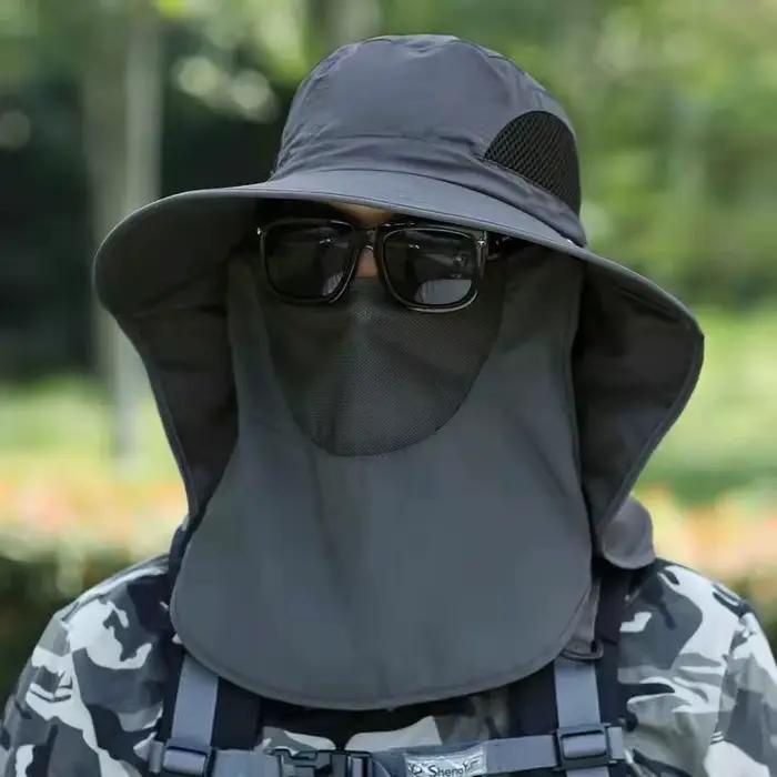 Chapeau de soleil d'été protection uv visière large polyester tricoté pour homme et femme randonnée camping pêche chasse activités plein air