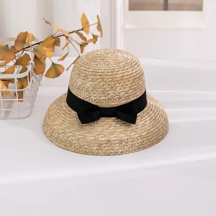 Chapeau de soleil cloche en paille de blé tressée haute densité