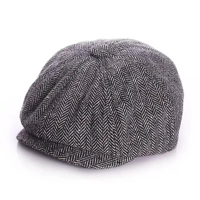 Casquette de journal vintage en tweed pour enfants – Béret plat en laine pour garçons et filles