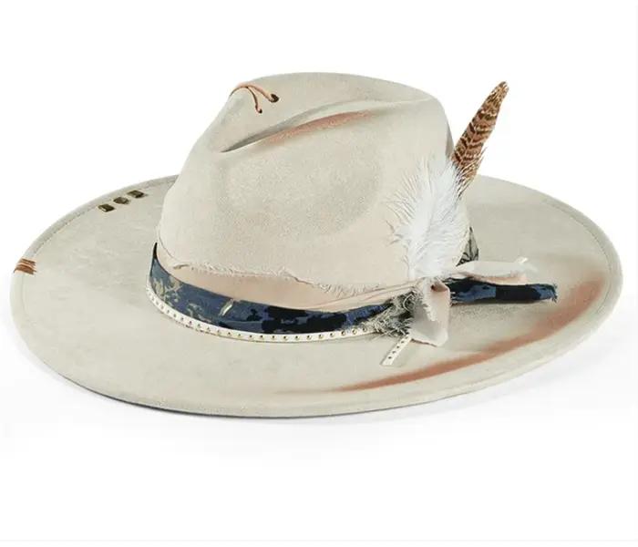 Chapeau Fedora fait à la main en daim pour hommes et femmes