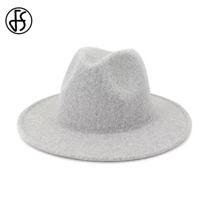FS – chapeau de Jazz en laine Beige et blanc pour femmes et hommes