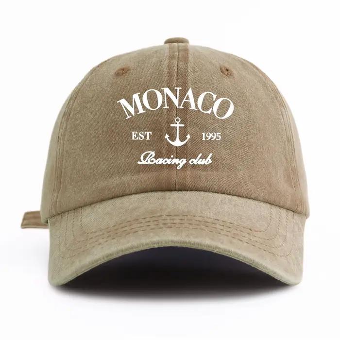 Casquette de Baseball délavée imprimée MONACO pour adultes