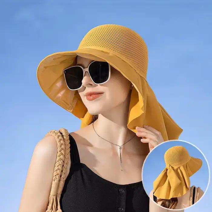 Chapeau de soleil anti-UV pour femme avec protection du cou