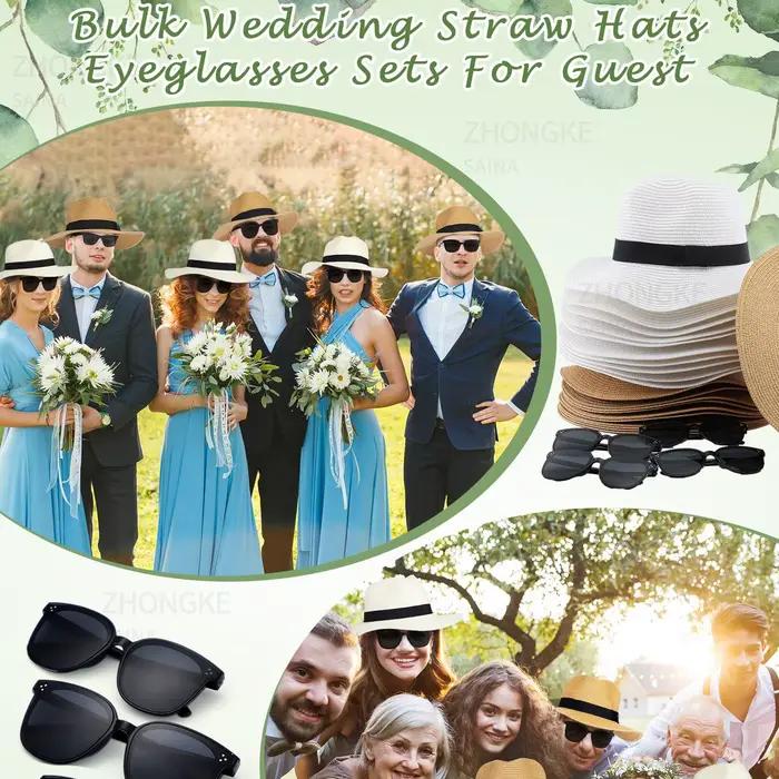 Chapeaux Fedora en paille de mariage pour femmes et hommes