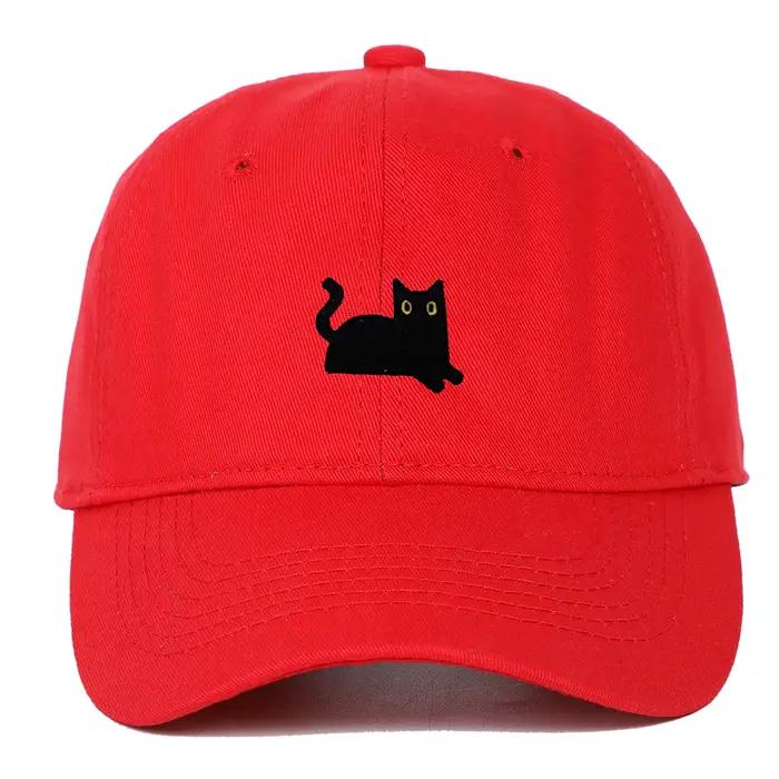 Casquette de baseball brodée de chat noir multifonctionnelle en acrylique pour homme et femme adaptée aux quatre saisons occasions extérieures nouvelle collection 2025