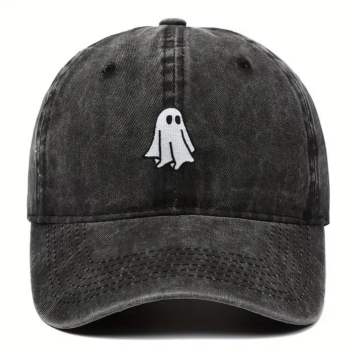 Chapeau de baseball brodé d'Halloween avec motif fantôme mignon