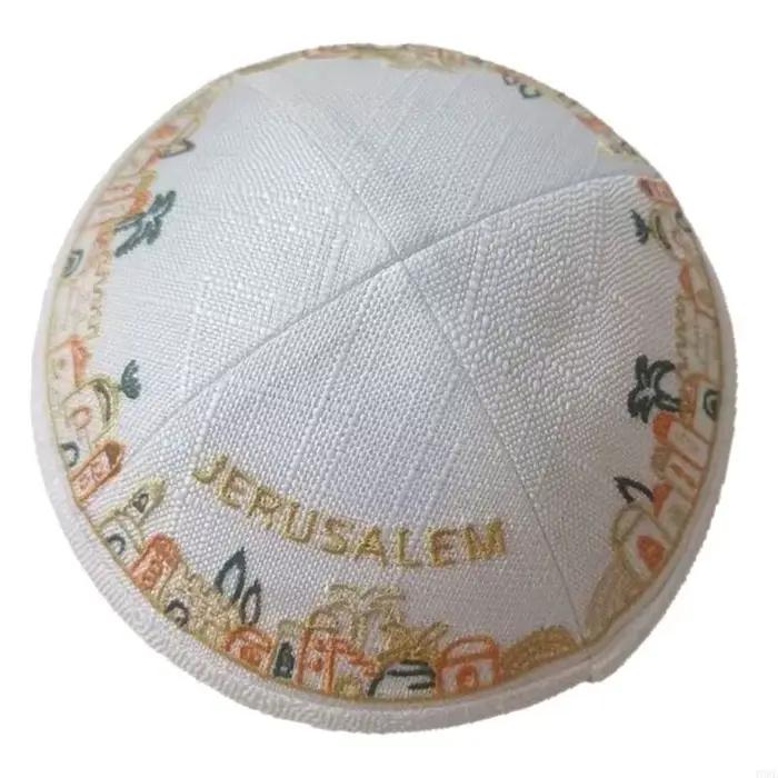 Chapeau kippa en coton brodé ethnique pour hommes