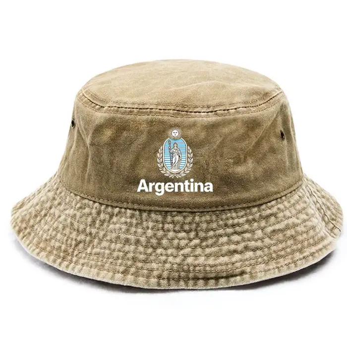 Chapeau de pêcheur motif "Argentine" unisexe en coton pour randonnée et occasions décontractées