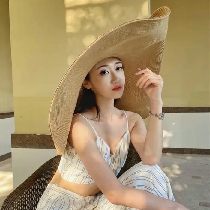 Chapeau de paille pliable pour femme