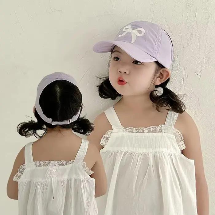 Casquette de baseball brodée avec nœud pour enfant et adulte, polyester, sangle réglable, protection solaire, voyage, quatre saisons