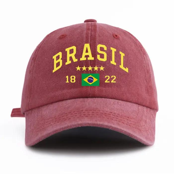 Casquette de Baseball délavée à imprimé BRASIL pour adultes
