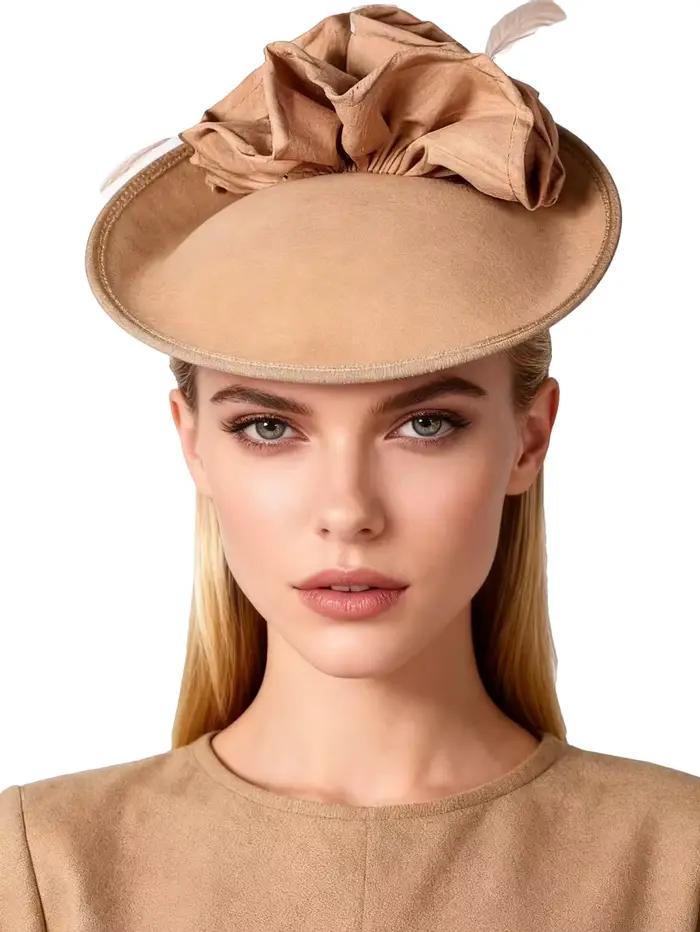 Chapeau bibi vintage en feutre 100 % laine pour femme
