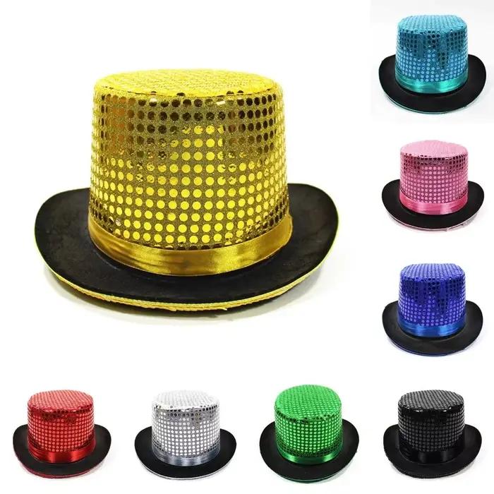 Chapeau de scène rétro à paillettes pour magicien