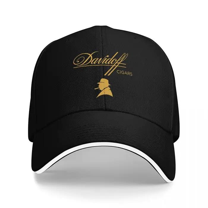 Casquette de baseball noire brodée avec le logo Davidoff Cigars