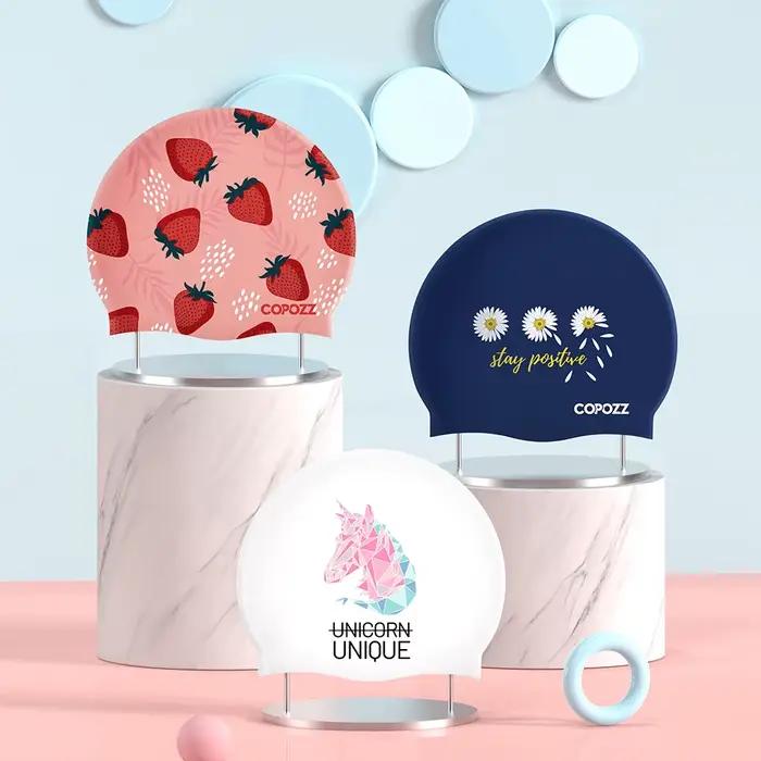 COPOZZ Sports nautiques femmes hommes bonnet de bain oreille protéger cheveux longs grand chapeau de piscine