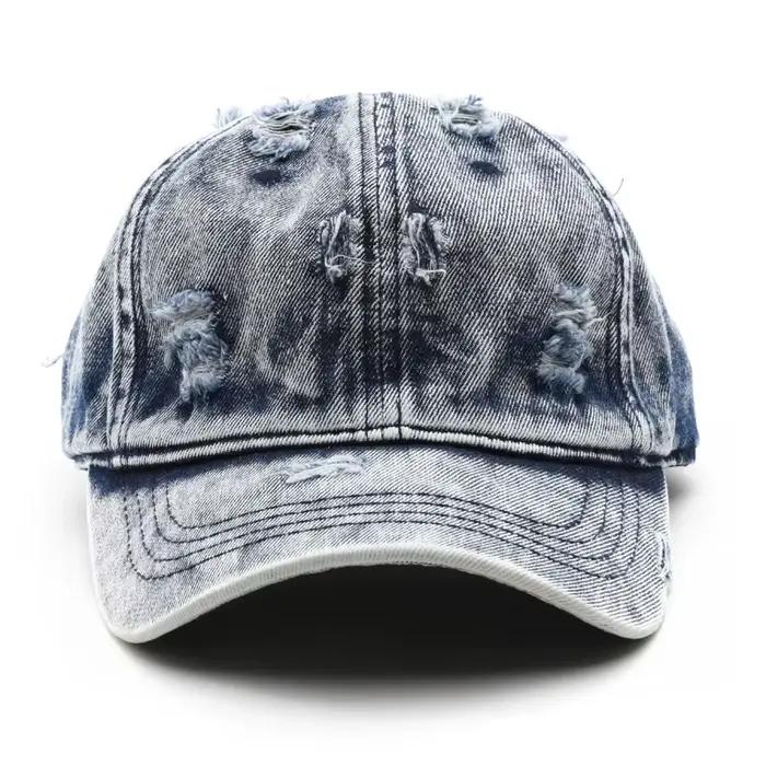 1 casquette de baseball style Y2K délavée avec trous