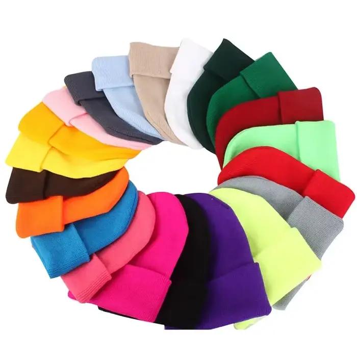 Chapeaux d'hiver pour femmes hommes bonnets tricotés Fluorescent mignon chapeau filles automne femme Skullies casquettes plus chaud Bonnet dames casquette décontractée