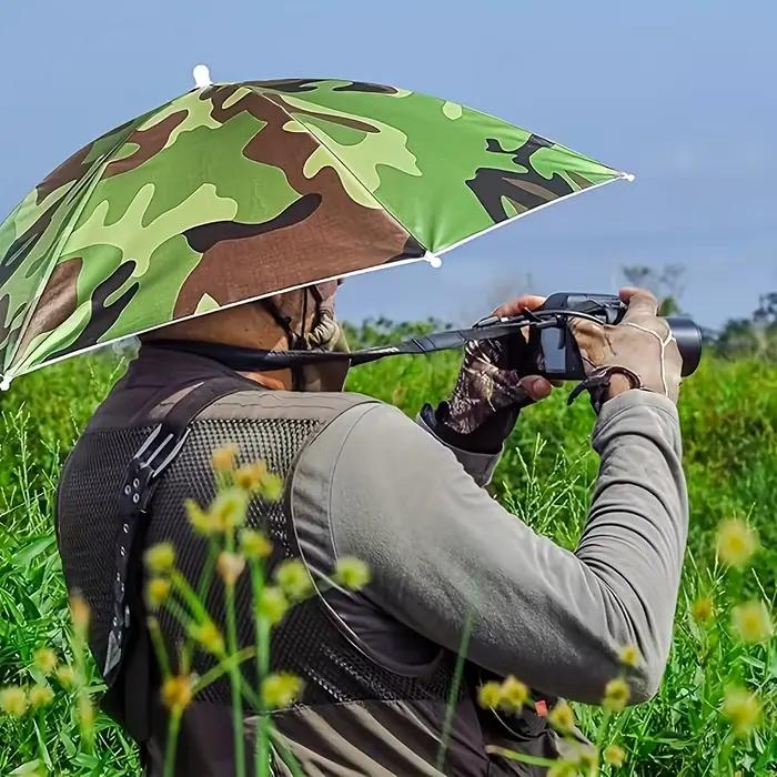 Chapeau parapluie mains libres protection uv bandana confortable camping pêche jardinage randonnée activités plein air