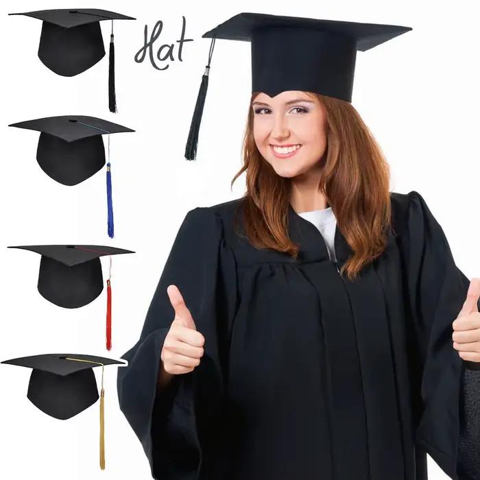 Chapeau de Diplôme Noir pour Adultes Chapeau de Graduation Unisexe en Coton Matière Élégante pour Occasions Spéciales Cérémonies de Remise de Diplômes Fêtes de Promotion