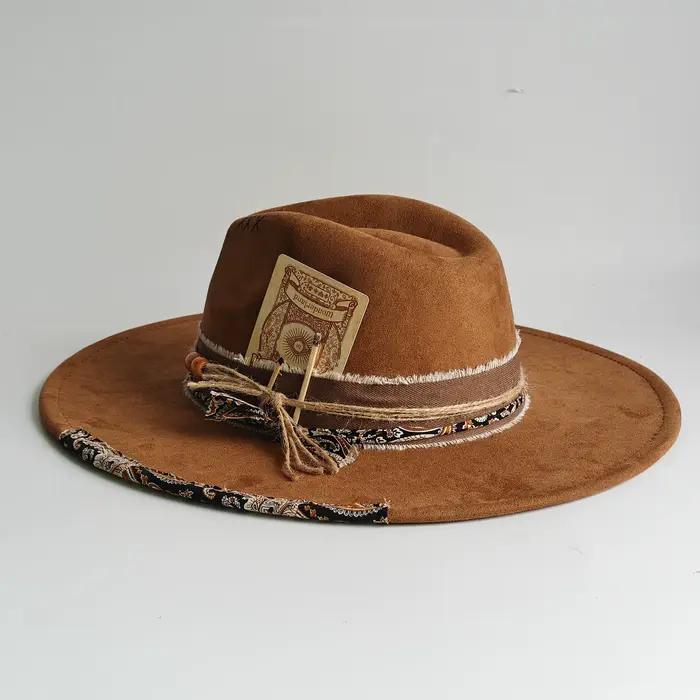 Chapeaux Fedora en daim bloquant les couleurs pour femmes et hommes