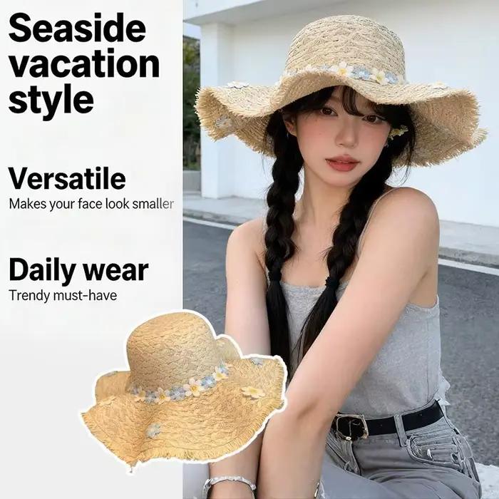 ▫ Nouveau chapeau de plage en dentelle/panama pour femme