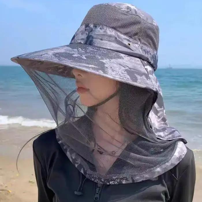 Chapeau anti-moustiques d'extérieur en maille respirante protection complète insectes abeilles randonnée pêche camping protection solaire