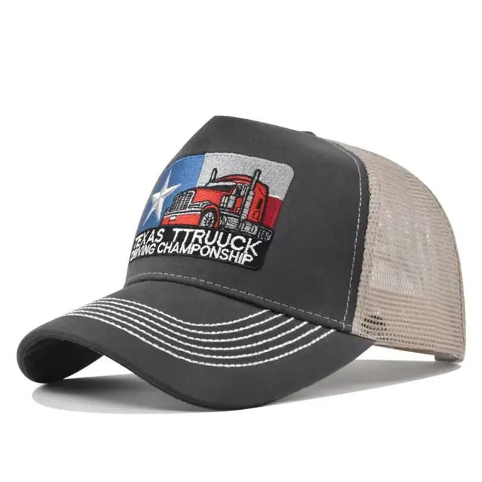 Casquette de baseball unisexe brodée Texas casquette trucker en maille respirante pour hommes et femmes streetwear d'été casquette trucker d'extérieur sport occasionnels