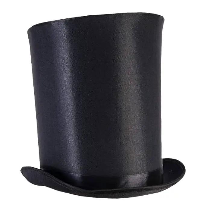 Chapeau haut-de-forme en feutre noir de qualité supérieure pour costume formel de majordome de magicien