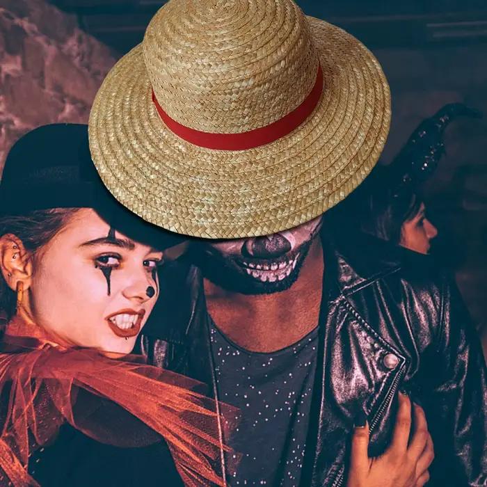 Chapeau de paille Luffy de cosplay pour enfants et adultes, rouge violet, accessoire de fête et de plage, anime One Piece, cosplay fan favorite