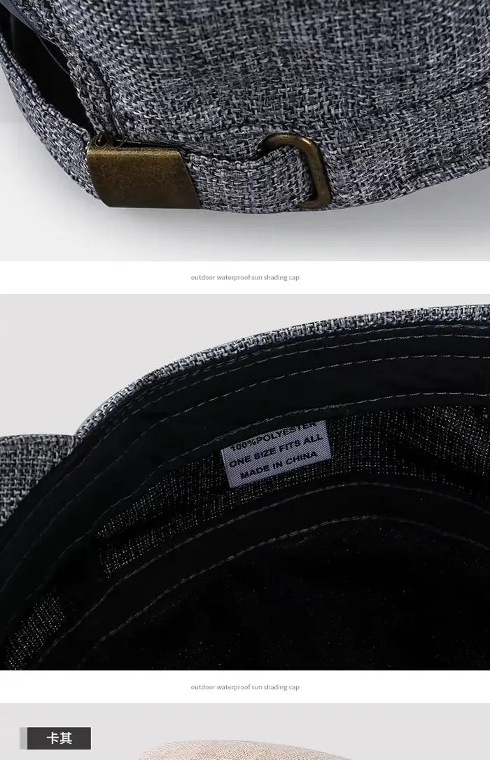 Casquette de cadet d'extérieur en faux lin pour hommes et femmes