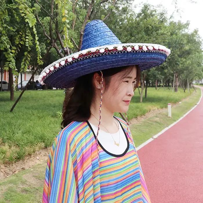 Chapeaux de paille de style mexicain à large bord pour hommes et femmes
