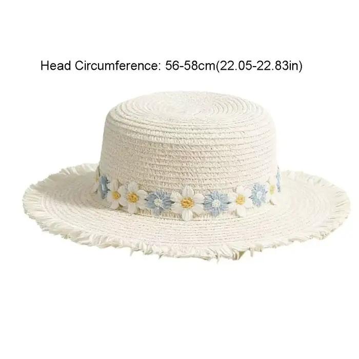 Chapeau de paille à large bord tendance avec fleur