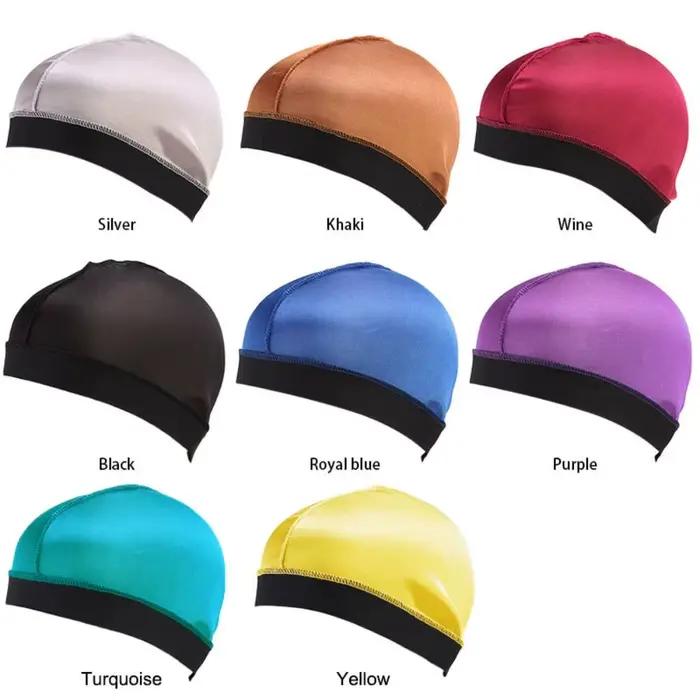Bonnet Durag Homme Couleur Unie Élastique Respirant Casquette Ondulée en Polyester Multicolore