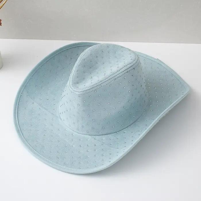 Chapeau de cowboy de couleur unie pour hommes et femmes avec de diamants complets de style Y2K
