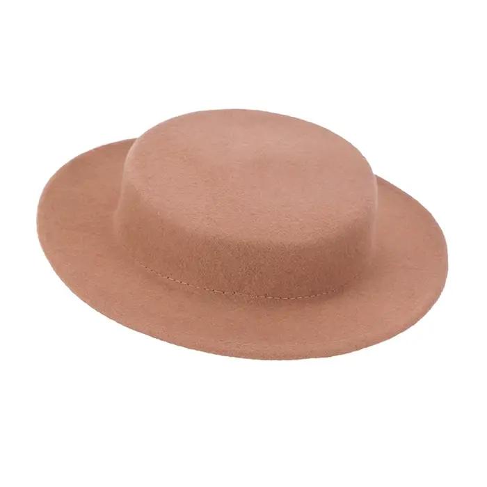 Fascinateurs d'inclinaison de chapeau de feutre de laine plat pour des femmes, Fedoras de robe de bateau, base de chapeau d'inery de Gatineau pour la fête de mariage, vêtements de sauna, taille libre