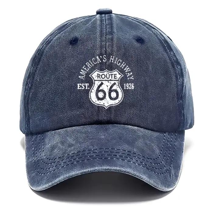 Casquette vintage style Route 66 imprimée et délavée