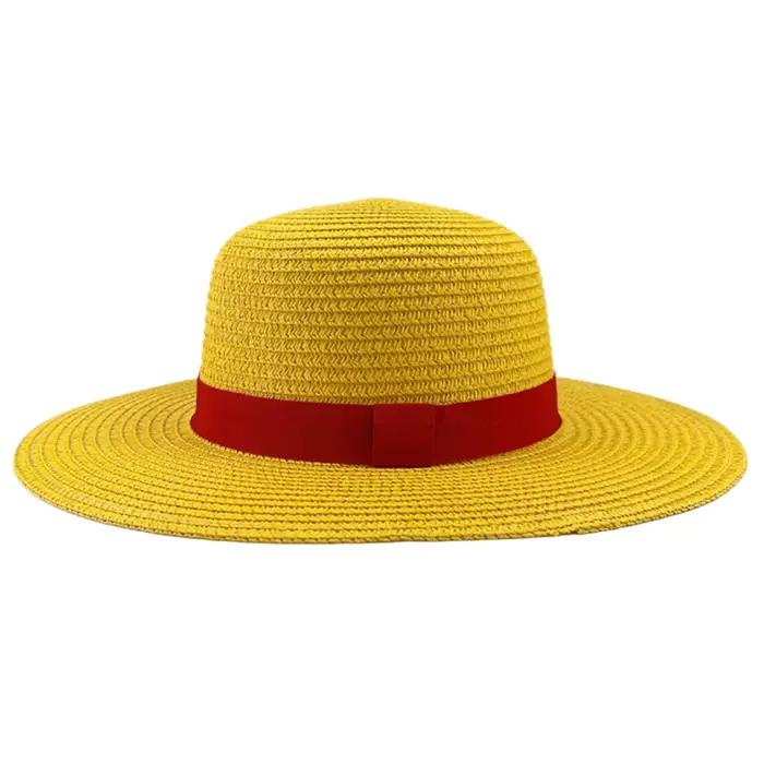 Chapeau de paille plat unisexe pour cosplay dessins animés japonais fantaisie confortable sortie convention manga