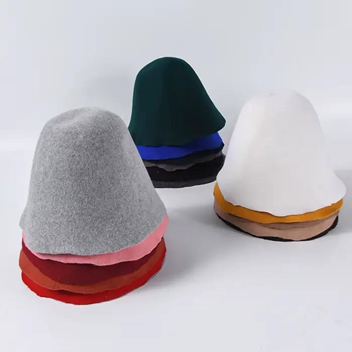 Classique femmes Cloche seau feutre chapeau automne hiver laine