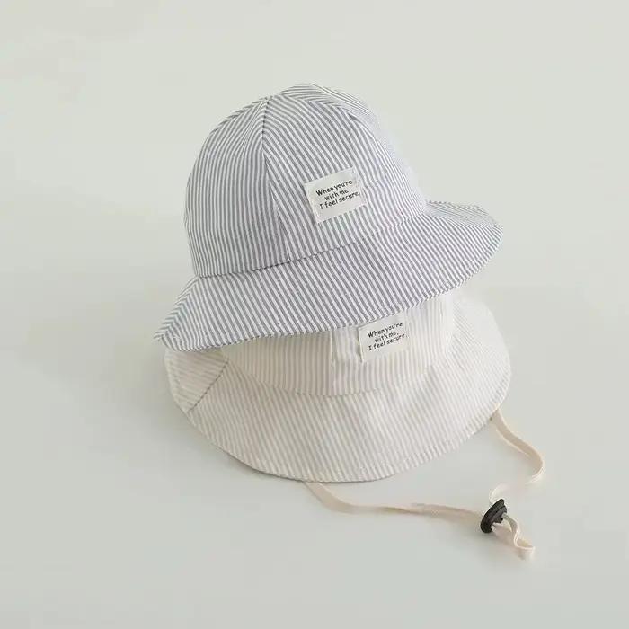 Chapeau Bob Coréen Rayé Panama d'Été pour Bébé