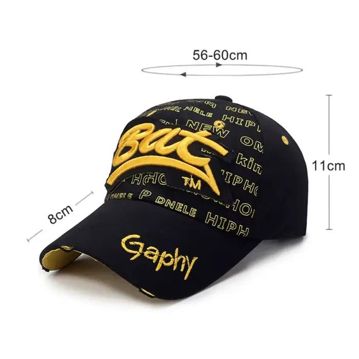 Casquettes de baseball polyvalentes à broderie BAT effet déchiré