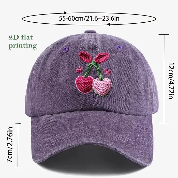 Casquette de baseball plate thermocollante 3D avec cerises